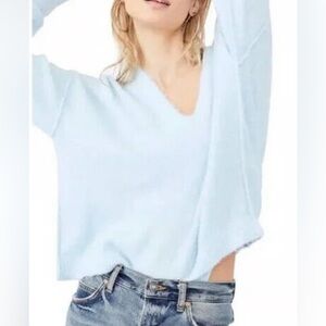 Free People Delicate Blue Fuzzy Soft Cozy Princess Sweater NWT